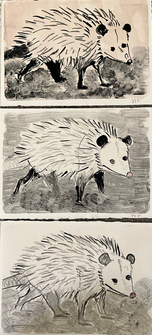 Monoprint Tlacuache/opossum