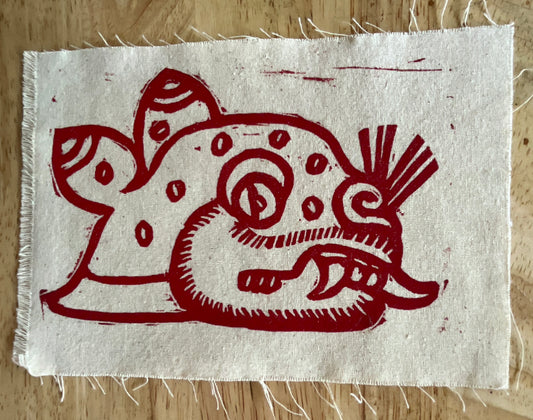 Red jaguar head patch