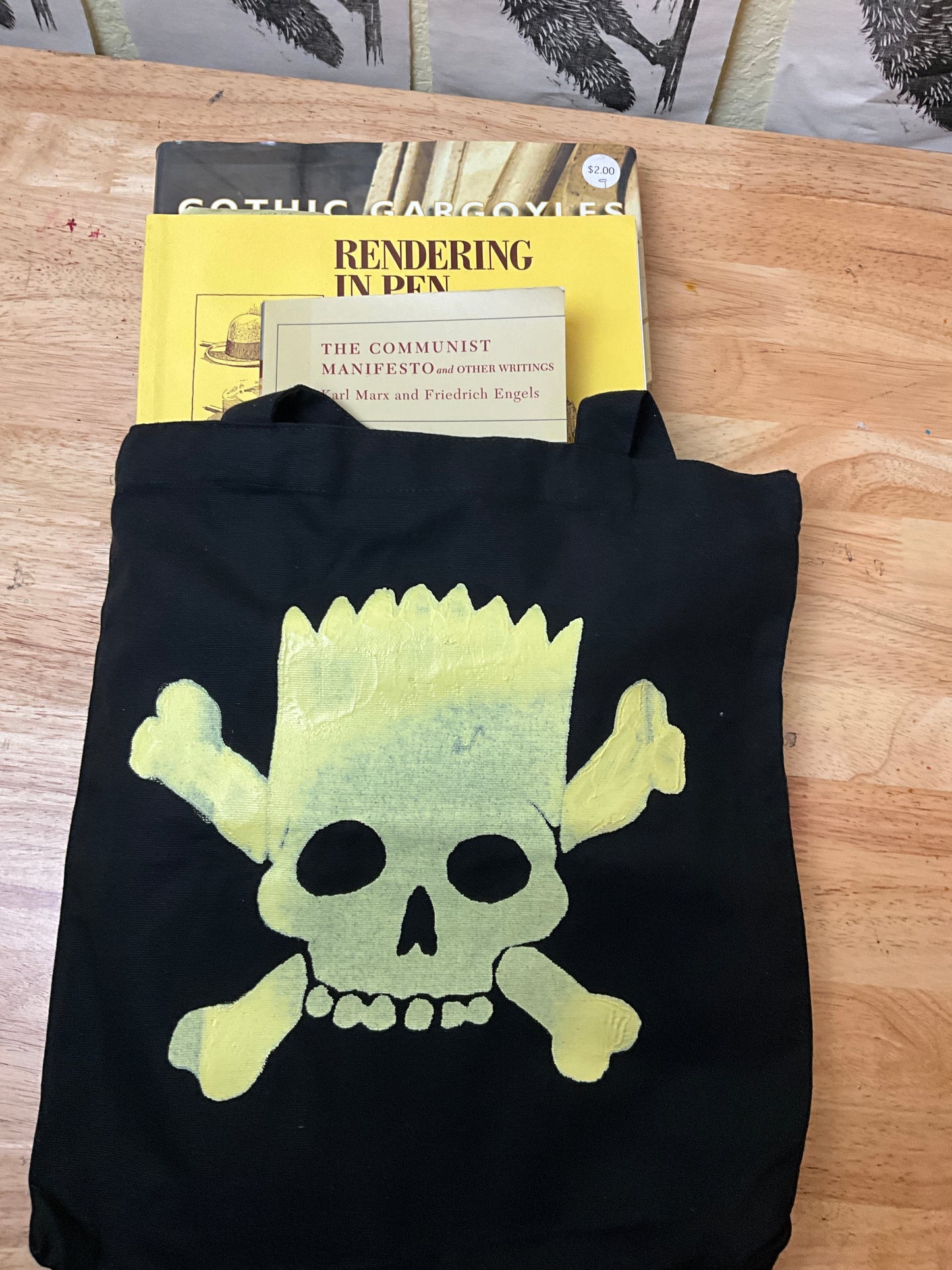 Bart skull tote bag