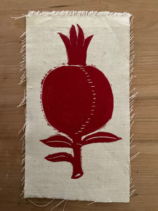 Linoleum print pomegranate close patch